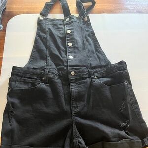 Denim Crisscross Overall Shorts